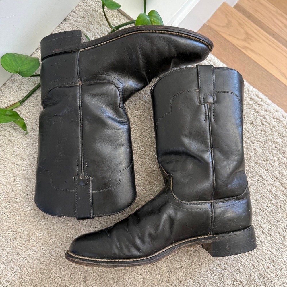 Tony Lama Black Leather Heeled Boots